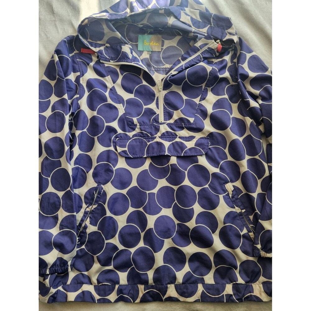 Boden Navy Dot Packable Anorak Jacket
